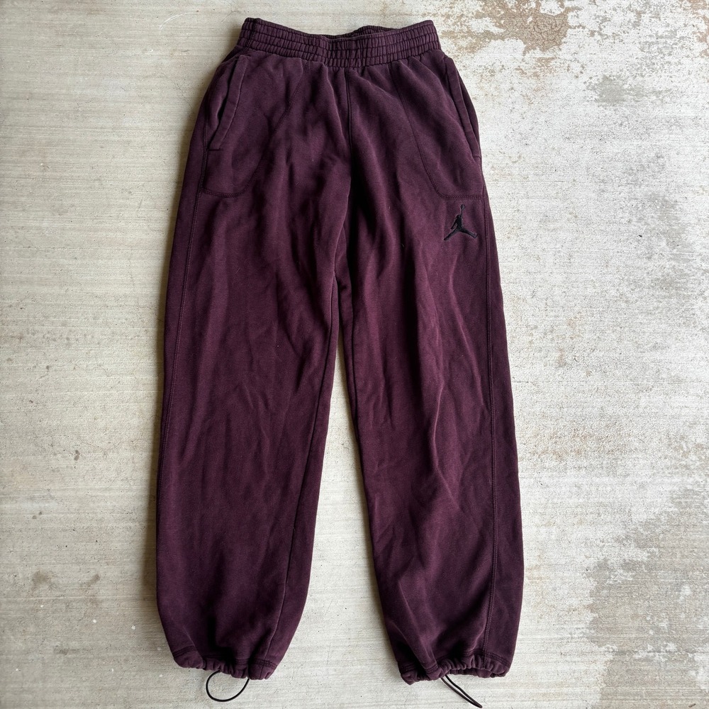 Mens XS Air Jordan Sweatpants Burgundy Maroon Fleece Bungee Joggers Jumpman